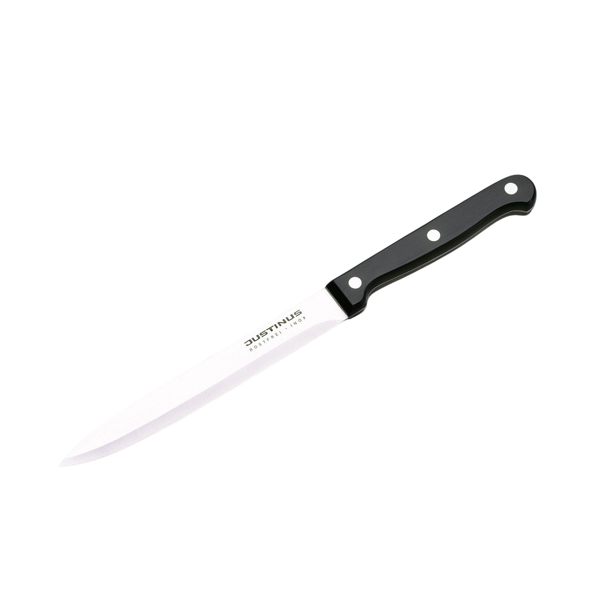 Schinkenmesser 15 cm Küchenchef: Schinkenmesser mit langer schmaler heller Klinge und schwarzem dreifach vernietetem Griff.