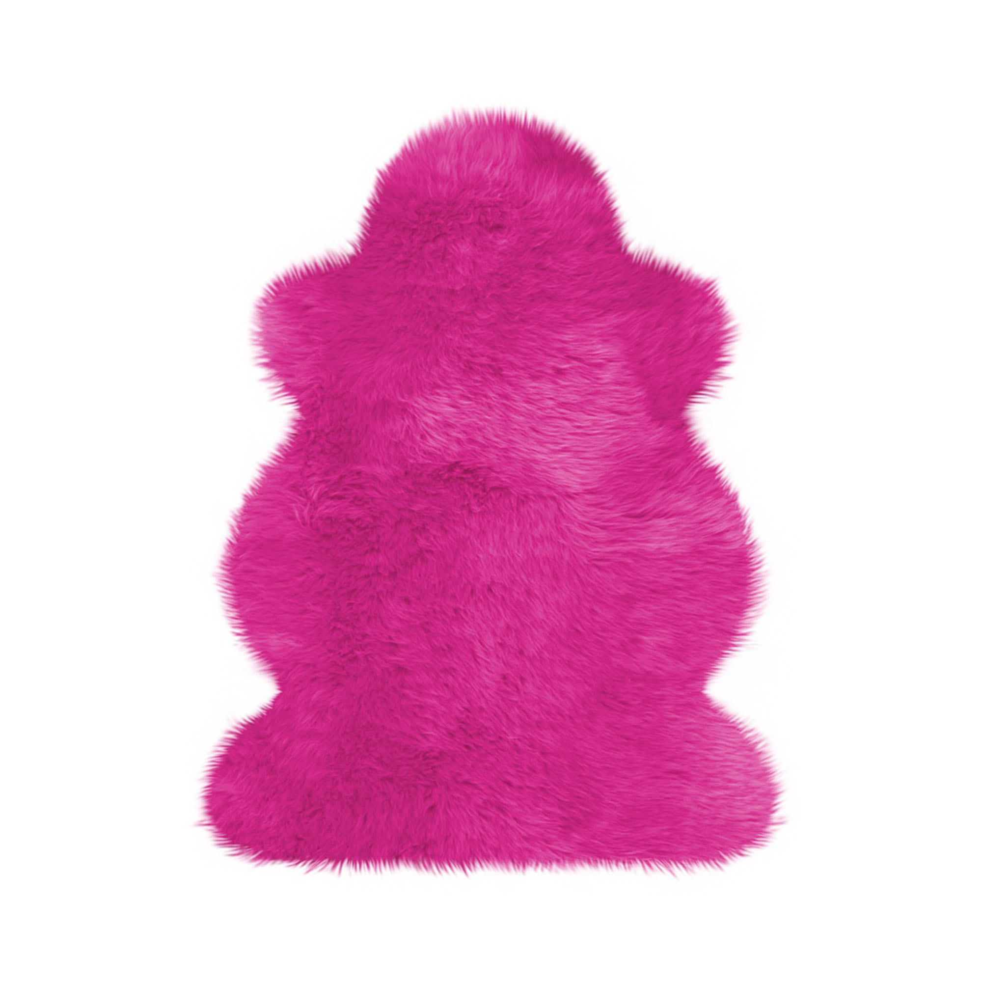 Kräftig pinkfarbenes Lammfell mit dichter, leicht unterschiedlich liegender Haaroberfläche und abgerundeter Kontur.
