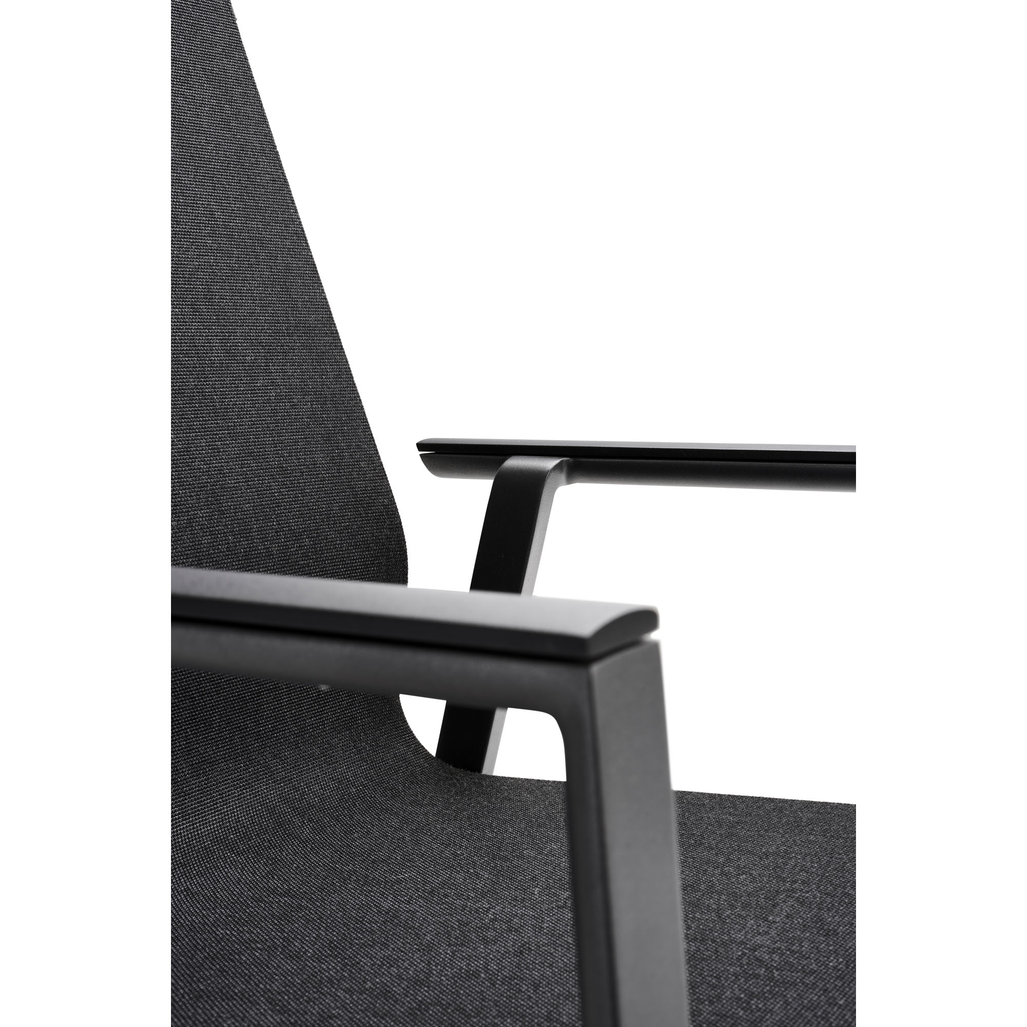 Stapelsessel Alu anthracite mit Alu Armlehnen Onlay black / softex coal