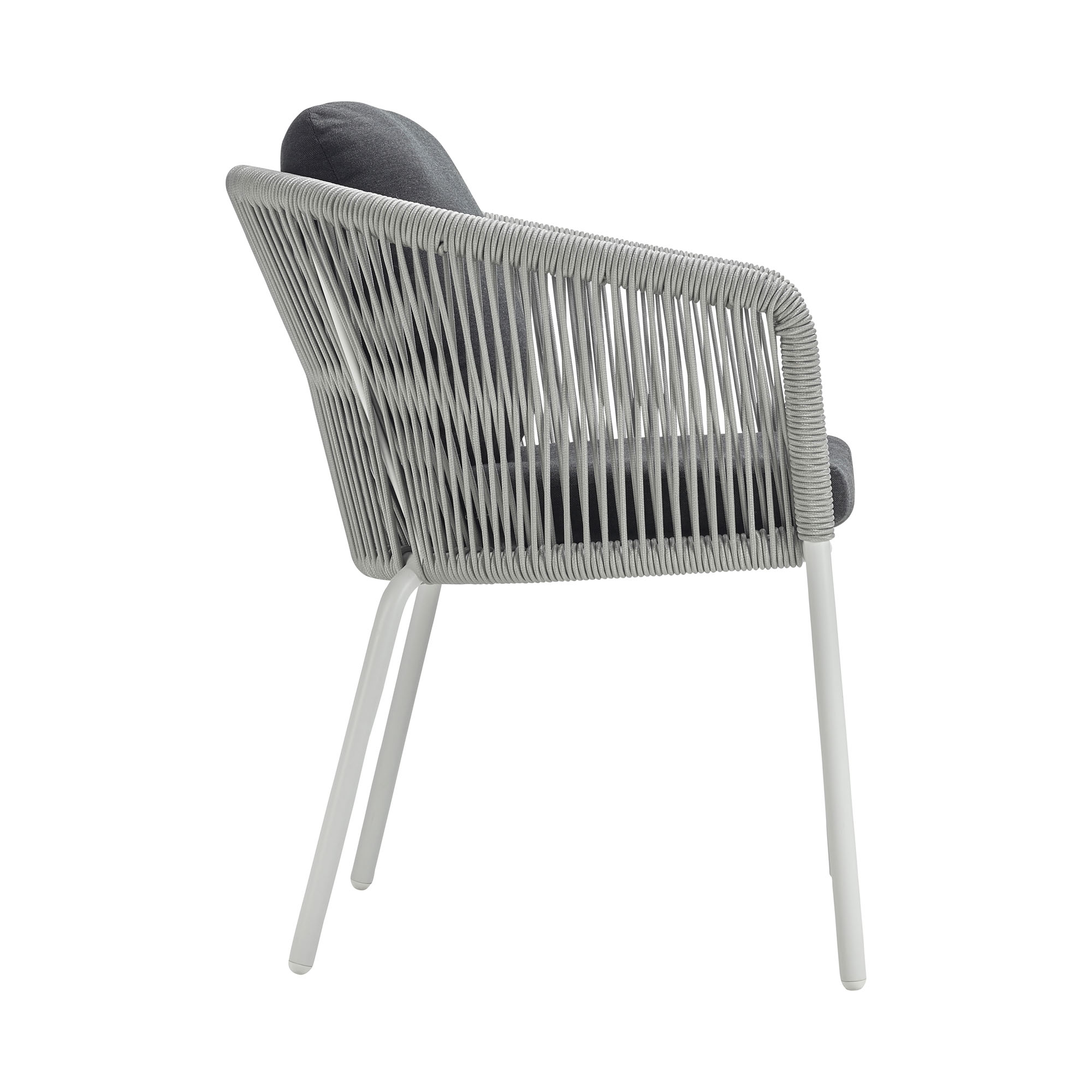 Dining Sessel Alu String-Flex white-grey / Bombay anthracite inkl. Rückenkissen