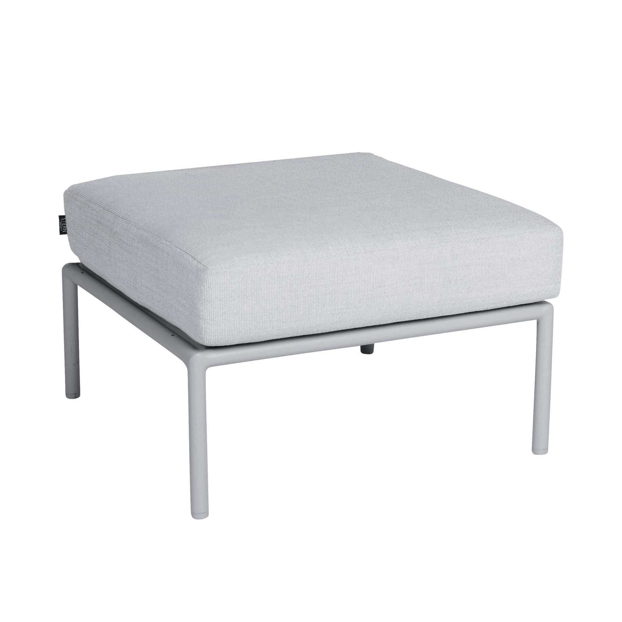 Gartenlounge Hocker mit gepolstertem Sitzkissen, rechteckige Form, freistehend auf vier Beinen