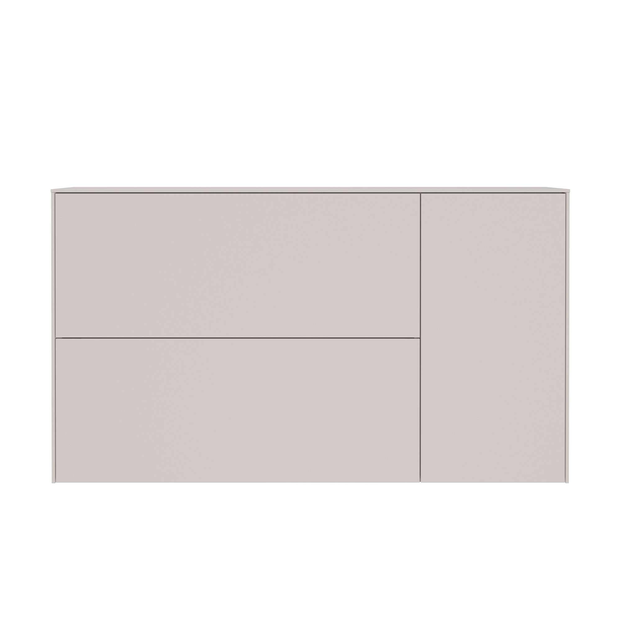Schuhschrank in Beige, Frontansicht.