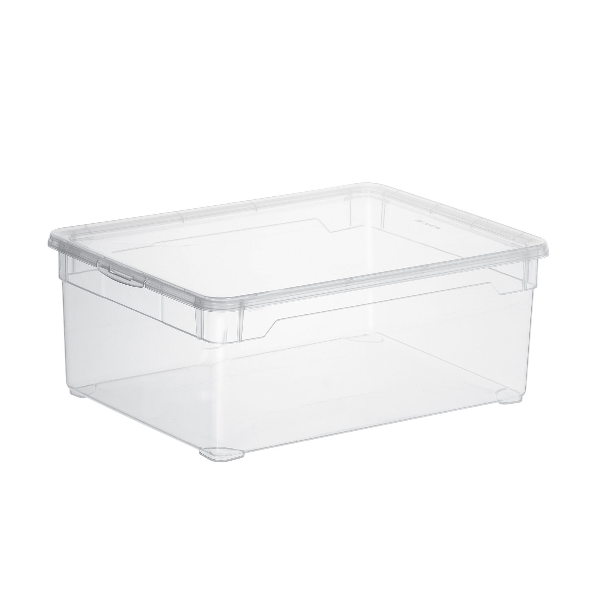 Rechteckige Aufbewahrungsbox aus transparentem Kunststoff mit passendem Deckel