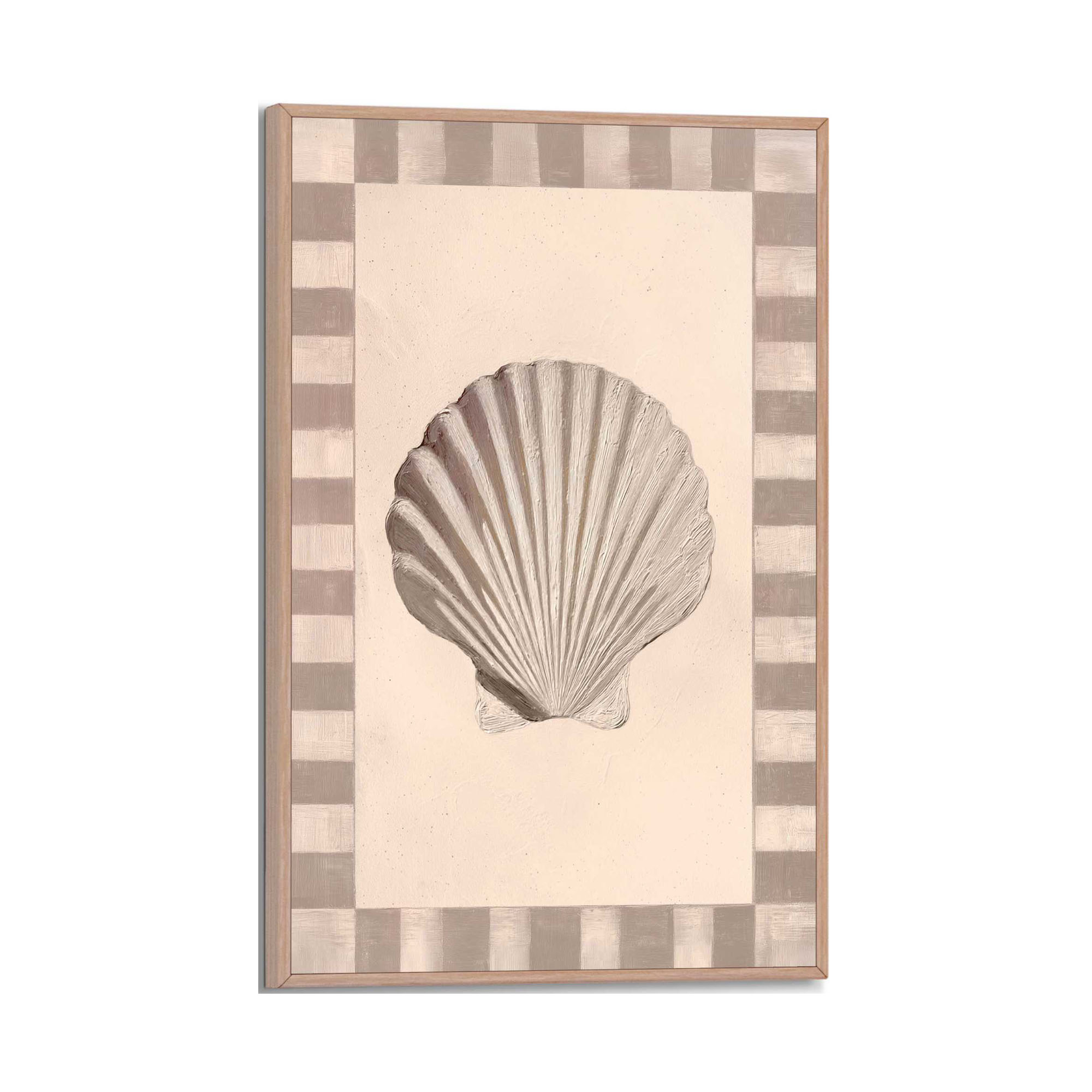 Frontansicht des Wandbilds „Beautiful Shell“ in Beige, Größe 20 × 30 cm; das vollständige Motiv ist zu sehen.