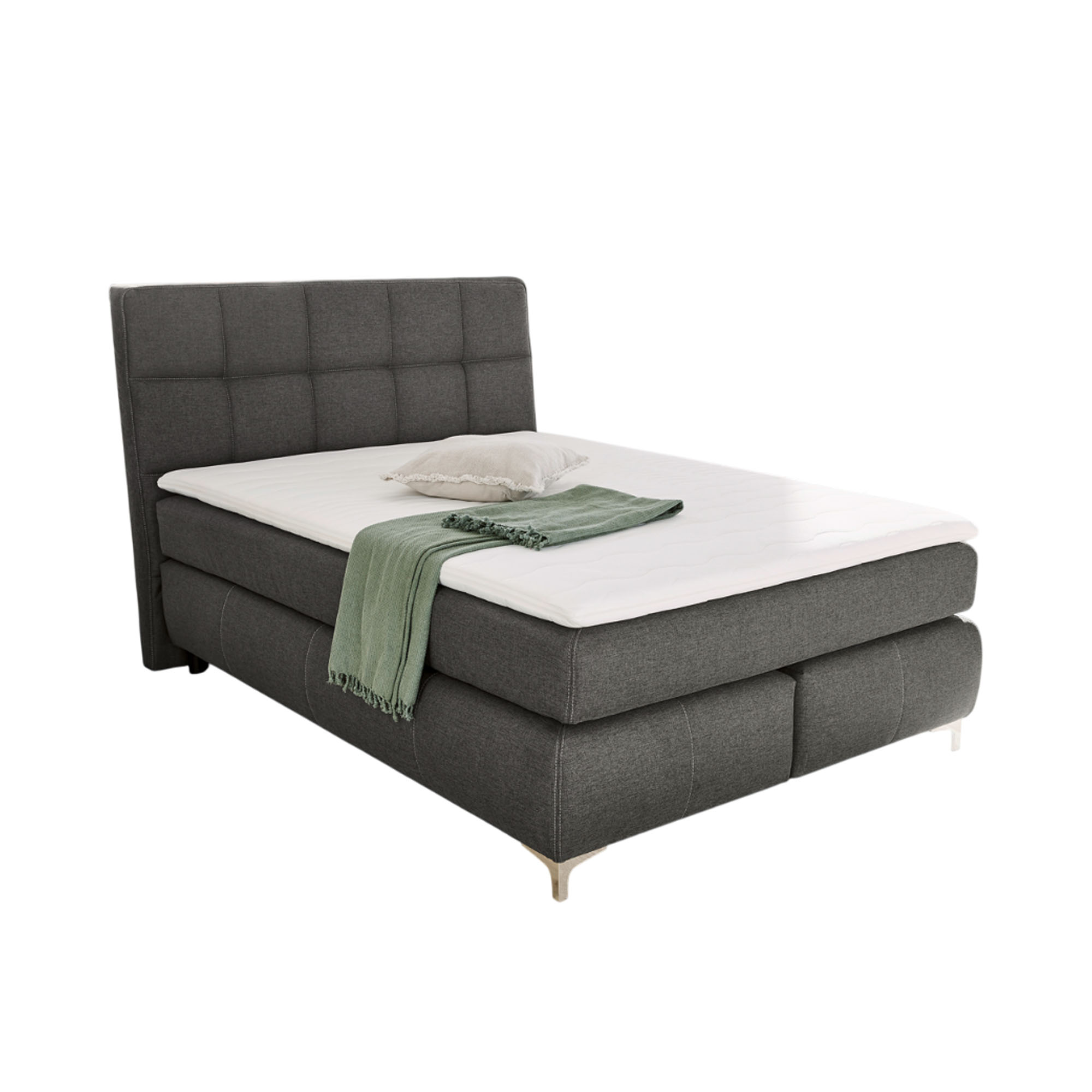 Boxspringbett mit Liegefläche 140×200 cm in Grau