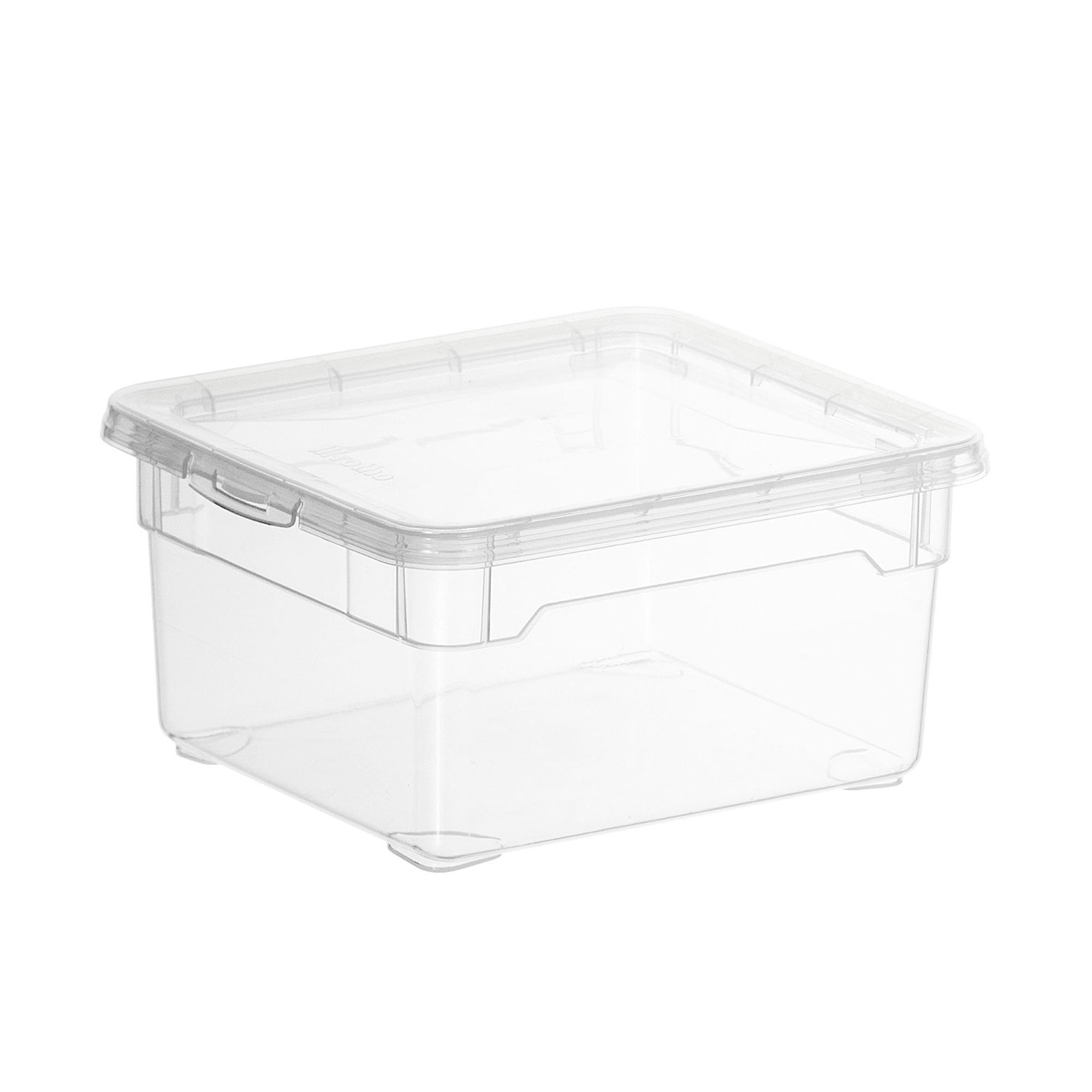 Rechteckige Aufbewahrungsbox aus transparentem Kunststoff mit passendem Deckel