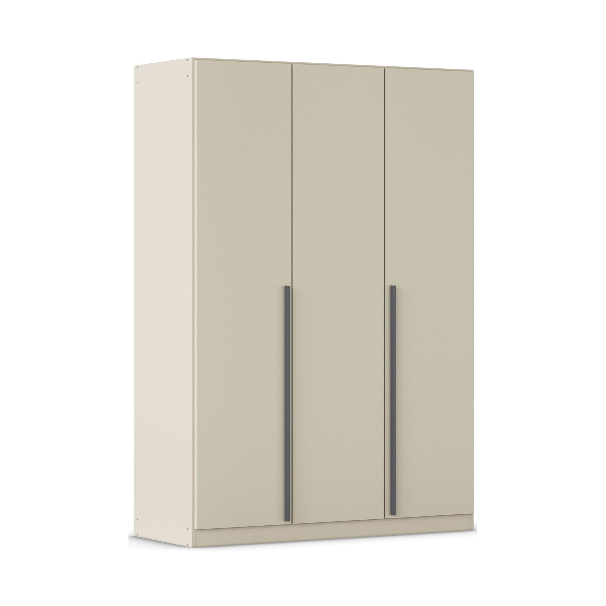 Drehtürenschrank in Champagner, in Schrägansicht dargestellt.