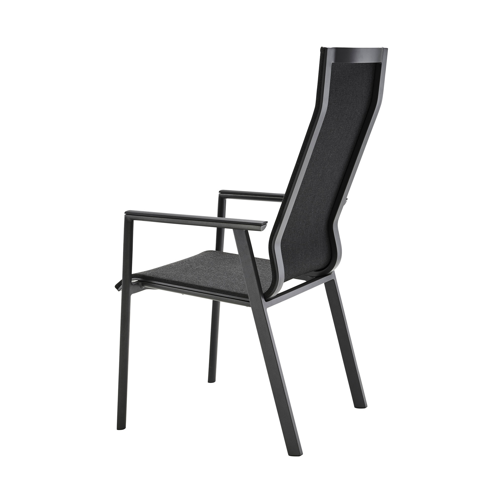 Stapelsessel Alu anthracite mit Alu Armlehnen Onlay black / softex coal