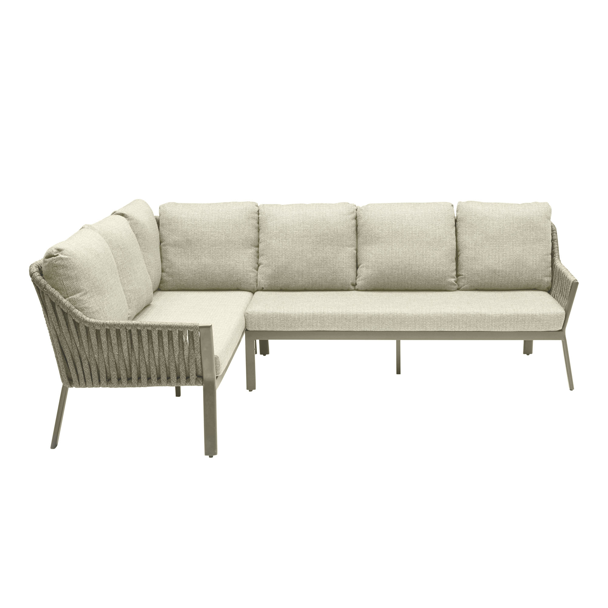 Ecklounge mit Sitz und Rückenpolstern und Ottomane freigestellt