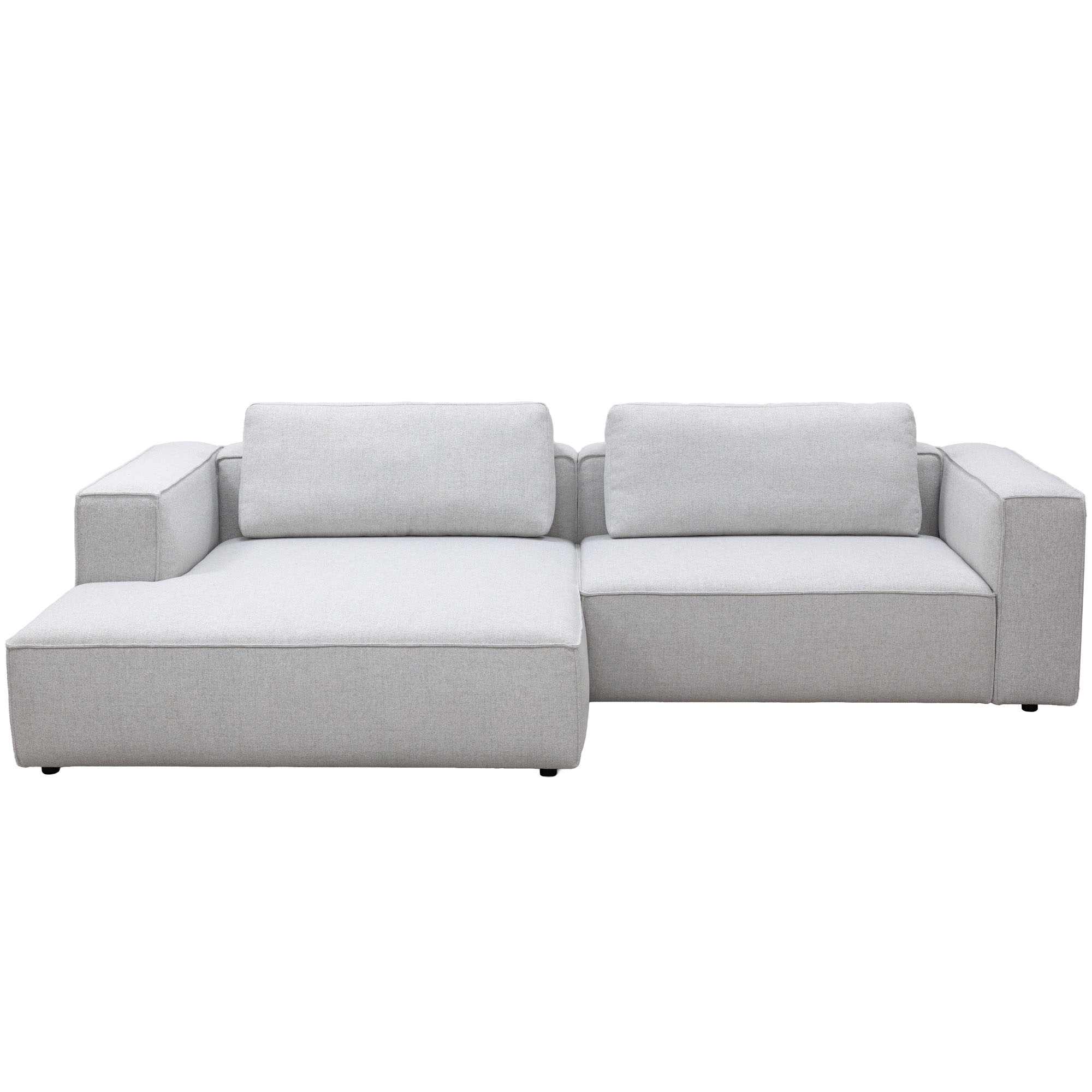 Modulares Ecksofa in beige mit Rückenkissen