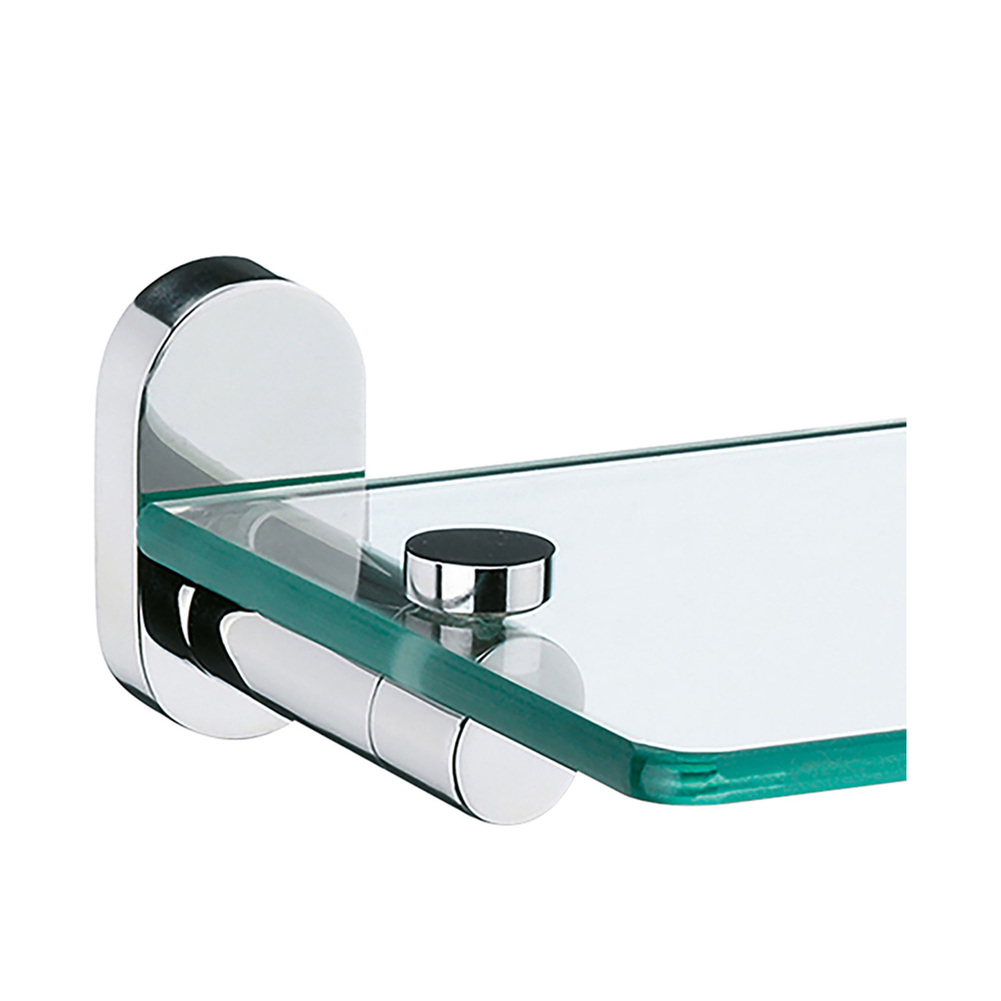 Glasablage mit verchromter Wandhalterung an einer Wand befestigt