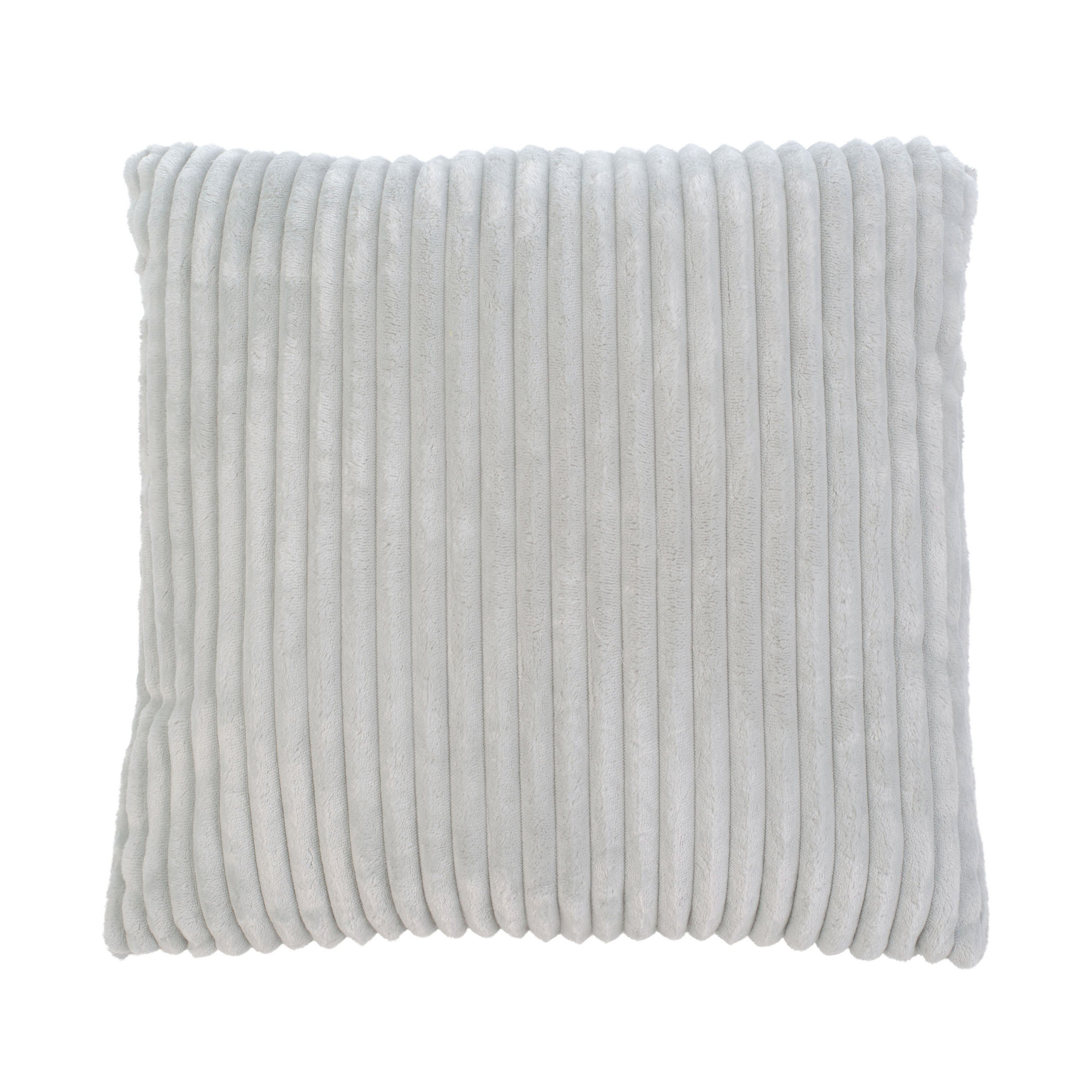 Quadratisches Komplettkissen Modell Cord in Silber, ca. 50 × 50 cm.