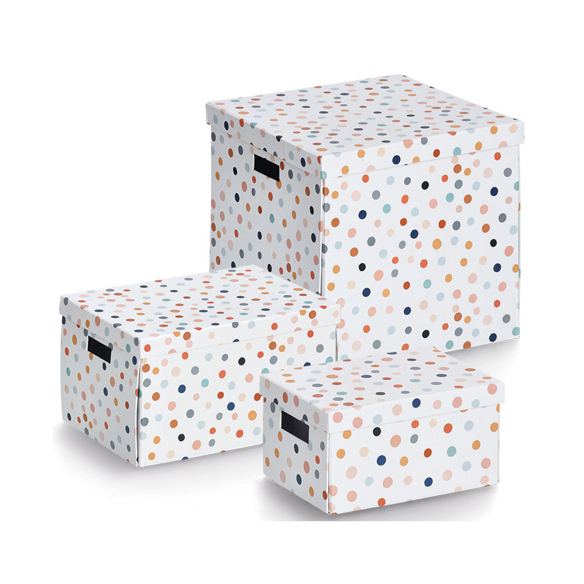 Alternative Ansicht: Zeller Aufbewahrungsbox "Dots"; Farbe bunt; Material recycelter Karton; Maße ca. 18 × 25 × 13 cm.