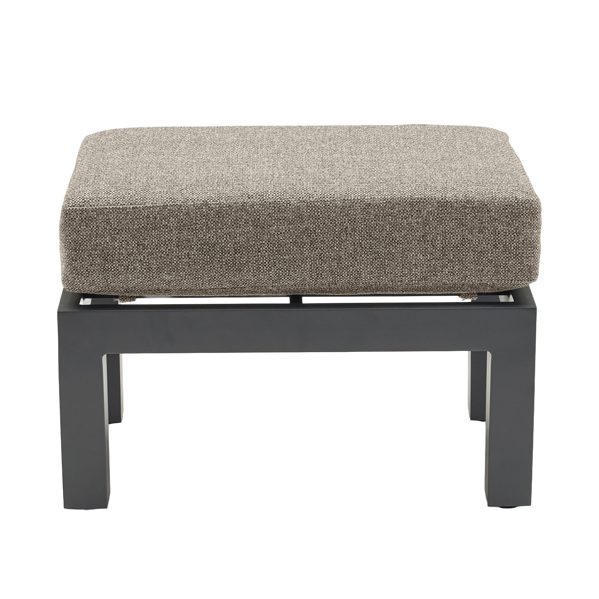 Hocker mit gepolsterter Sitzfläche und vier Standfüßen, Ansicht von vorne