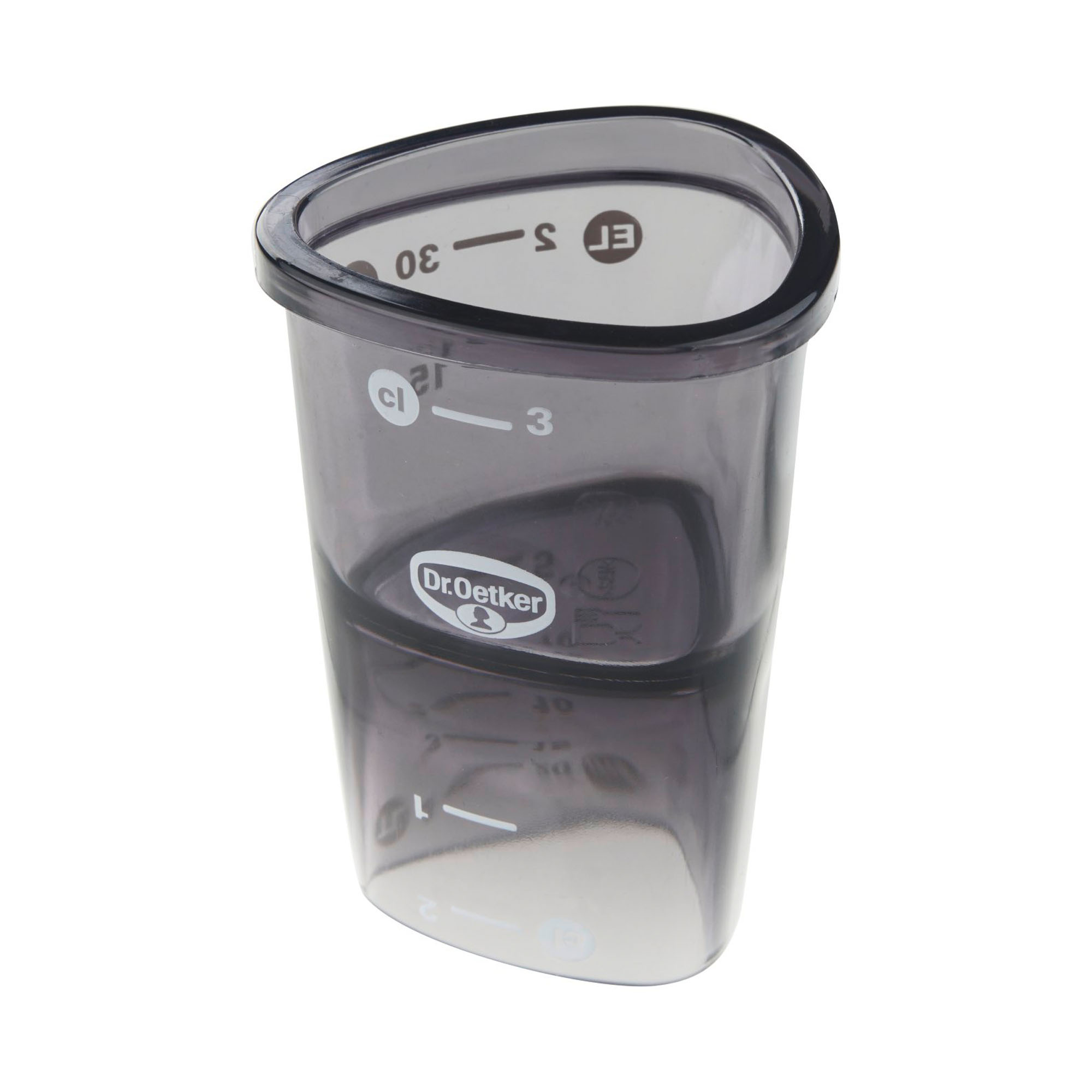 Transparenter Messbecher mit Skala für Liter und Milliliter