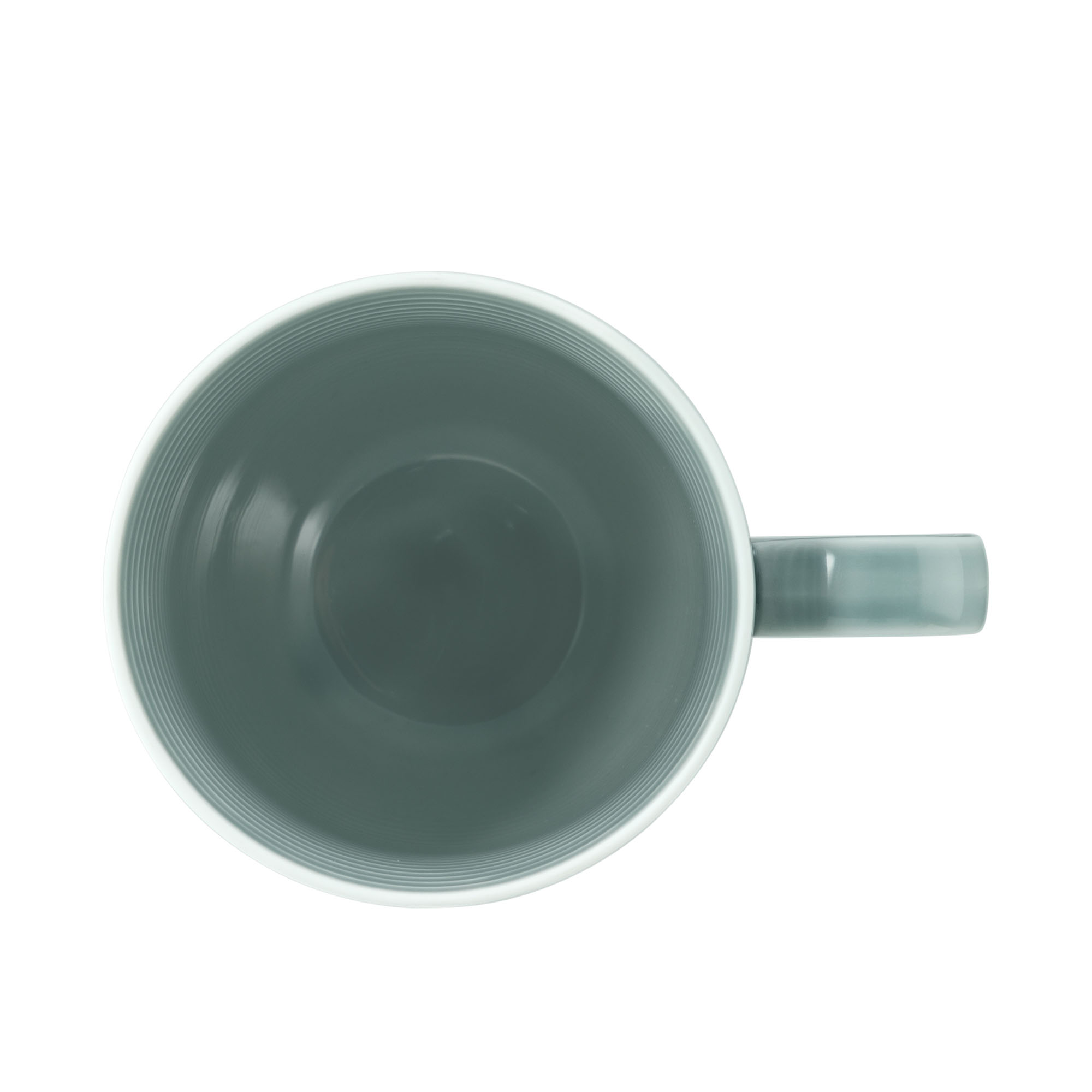 Becher in Blaugrau. Darstellung: Draufsicht. Merkmale: hoch, leicht konisch und waagerecht geriffelt.