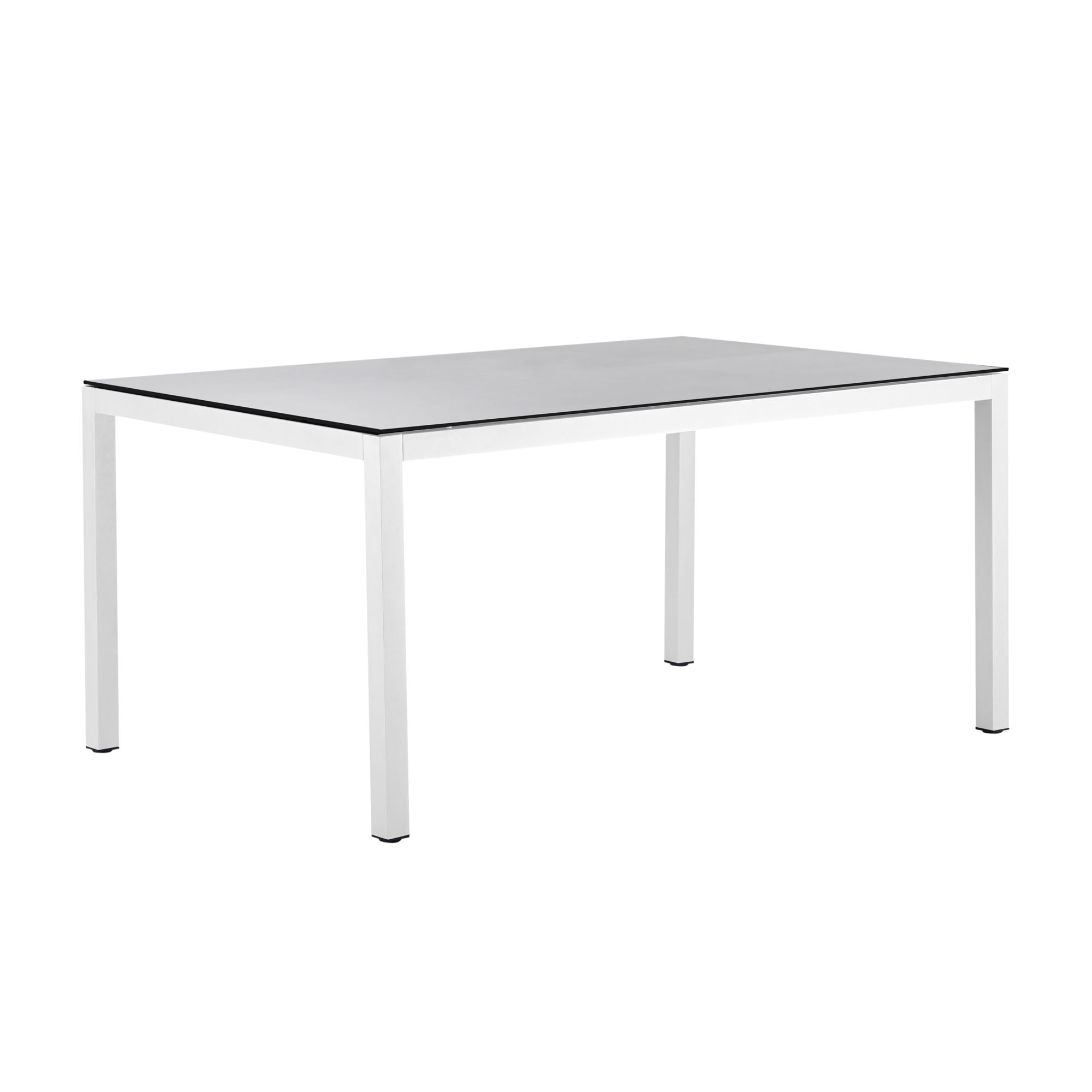 Tisch 160 x 100 cm Alu white / HPL 3D Standard - volcano off-white 160x100 cm