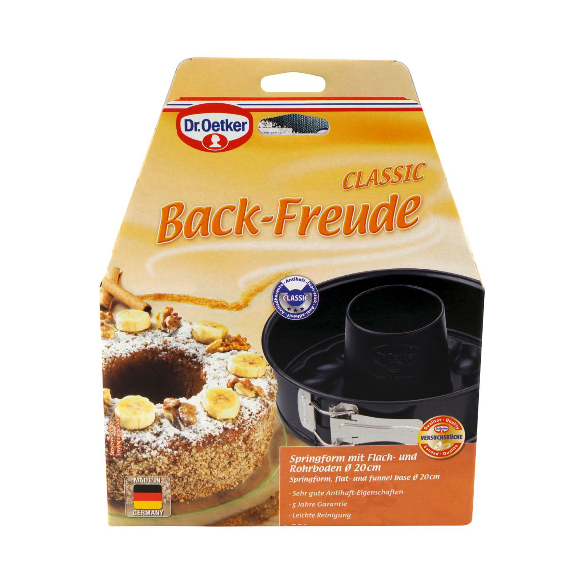 Verpackung der Springform 20 cm mit Kuchenmotiv und Produktdetails