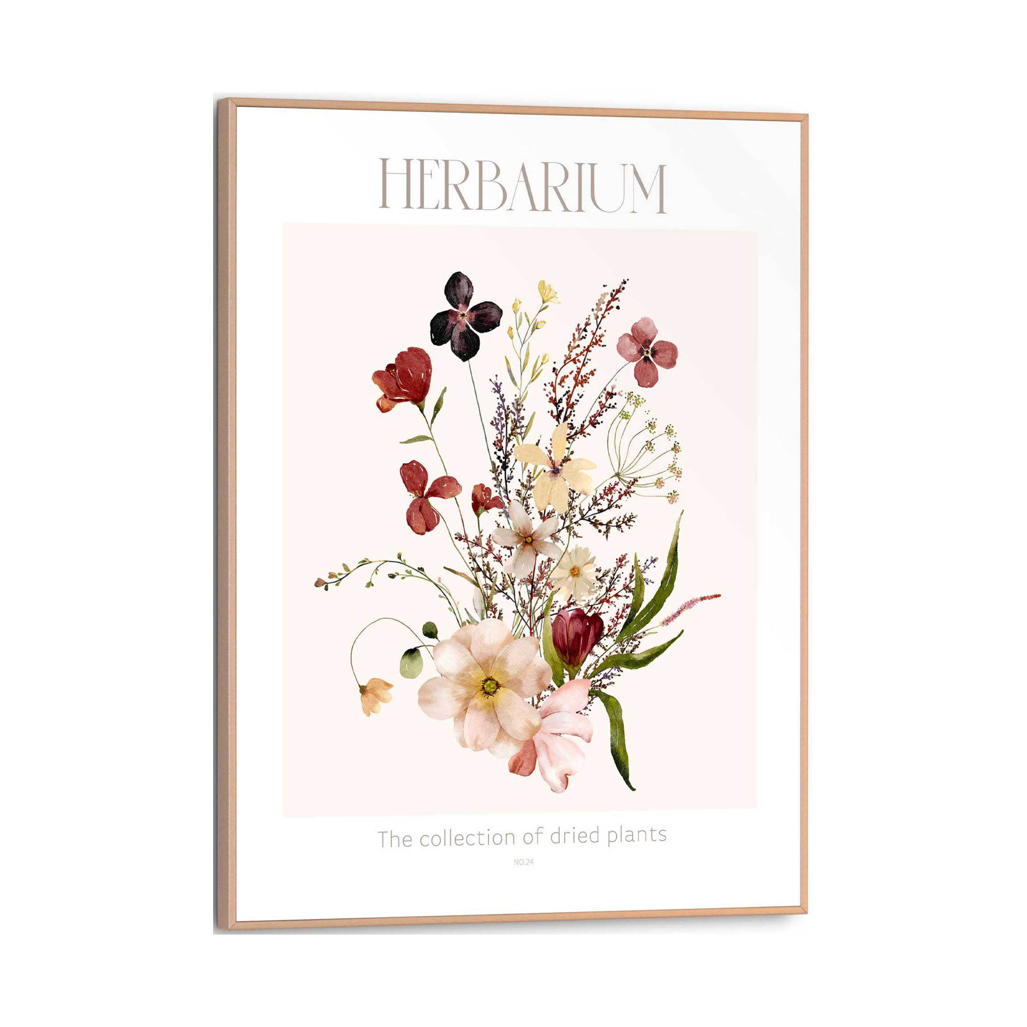 Frontansicht des Wandbilds „Herbarium“ in Mehrfarbig, Größe 30 × 40 cm; das vollständige Motiv ist zu sehen.