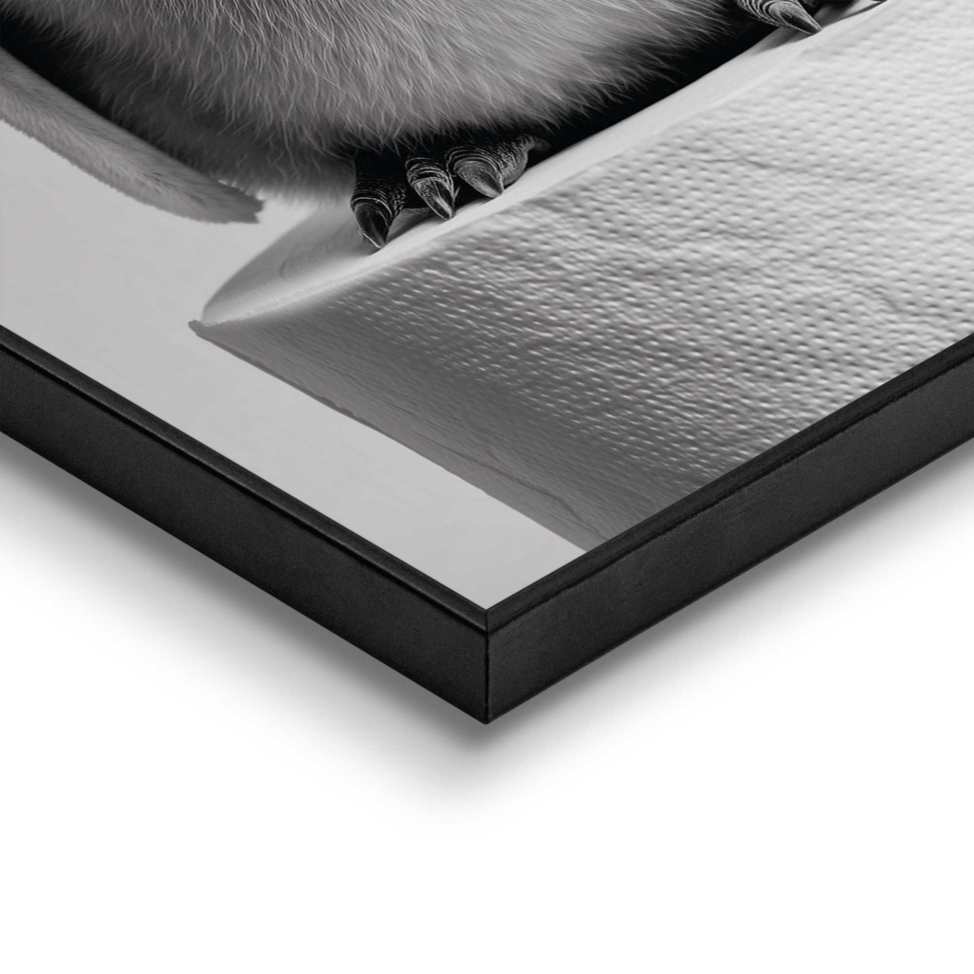 Detailaufnahme einer Ecke des Wandbilds „Penguin Paper“, 20 × 30 cm; Oberfläche, Kante und Materialstärke sind sichtbar.