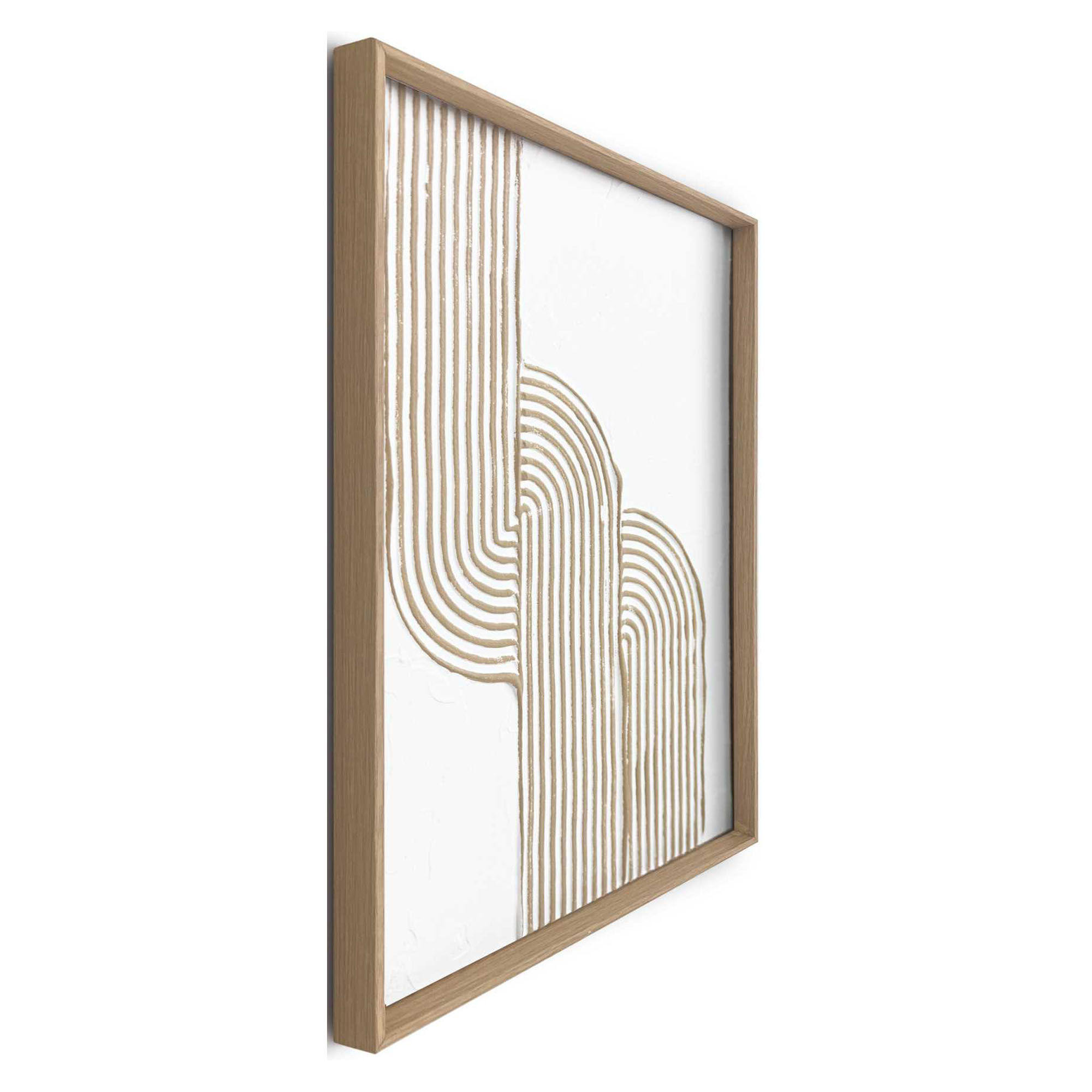 Seitliche Schrägansicht des Wandbilds „Knot - tinted lines“, 30 × 40 cm; Profil, Kante und Tiefe des Bildes sind erkennbar.
