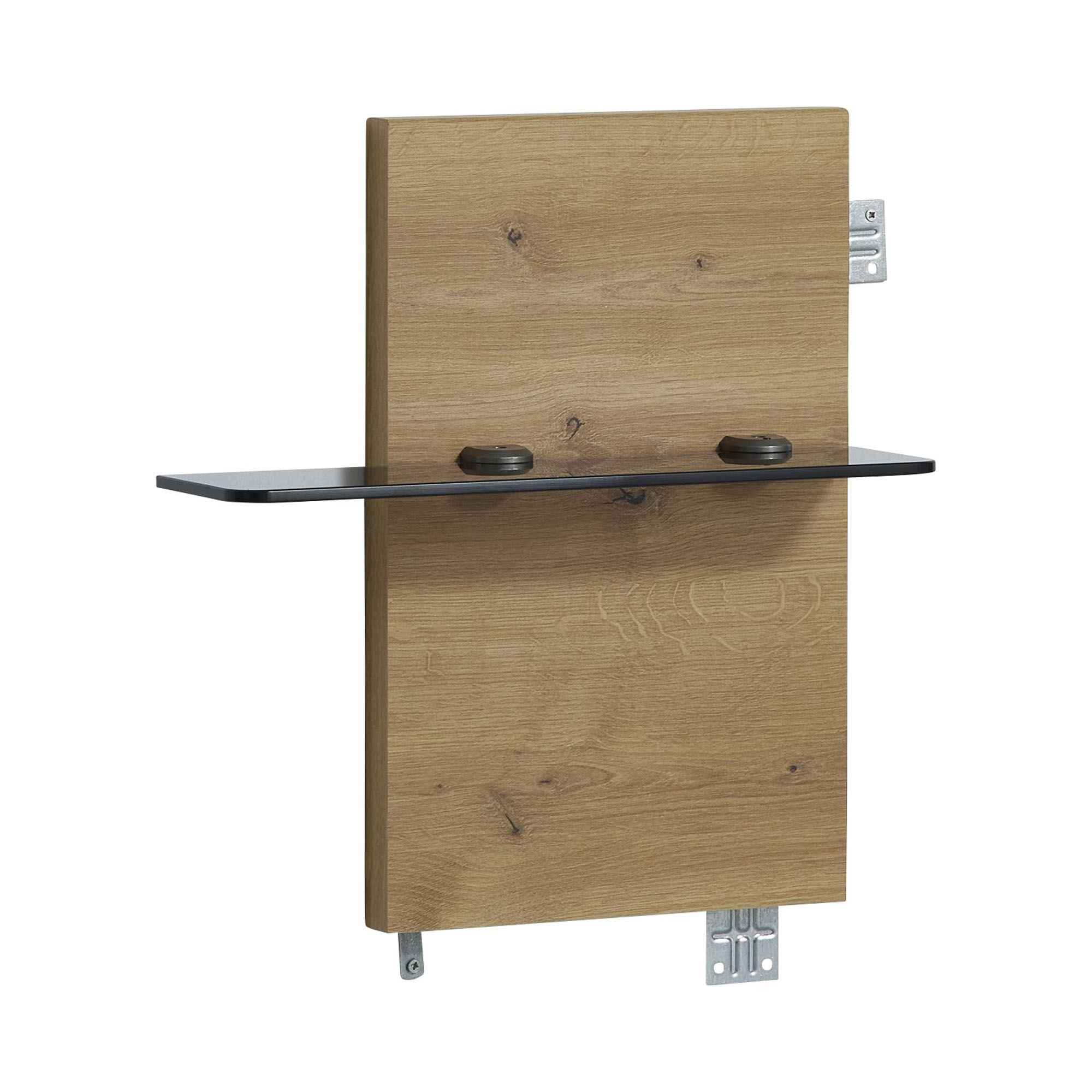 Holzfarbenes Wandpaneel mit schwarzer Ablage Interliving 1034