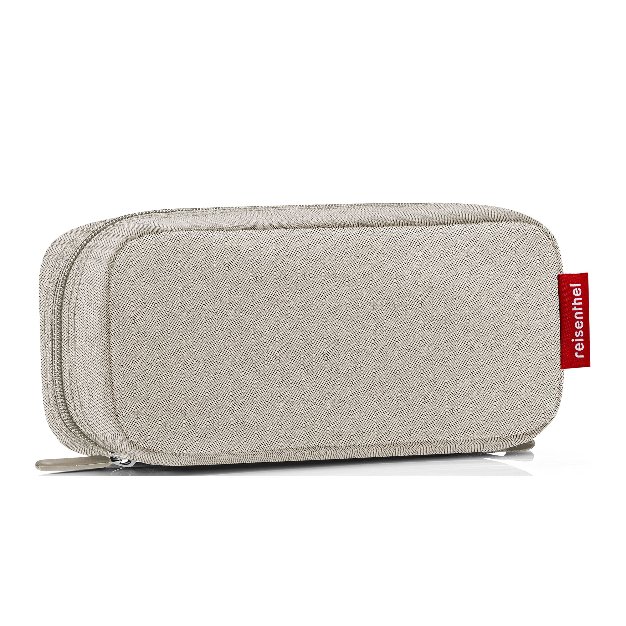 Beige Reisenthel Etui mit feinem Fischgrätmuster und Reißverschluss
