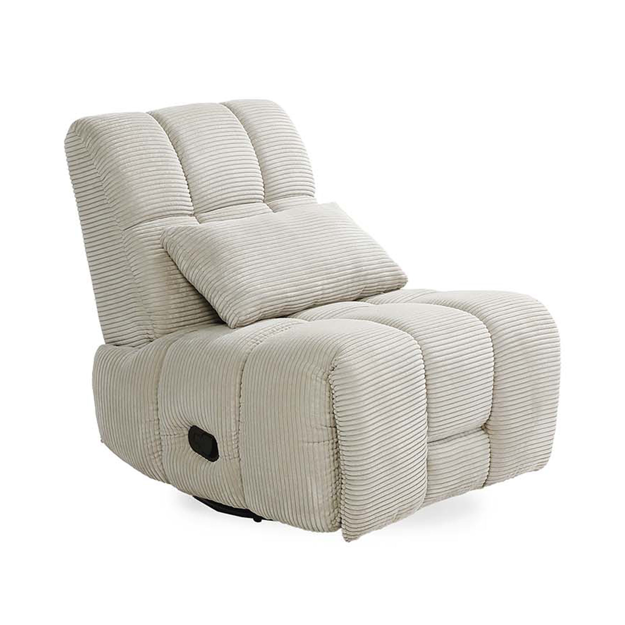 Bequemer Relaxsessel mit weichem Cordbezug in Beige und gepolsterter Rückenlehne für hohen Sitzkomfort.