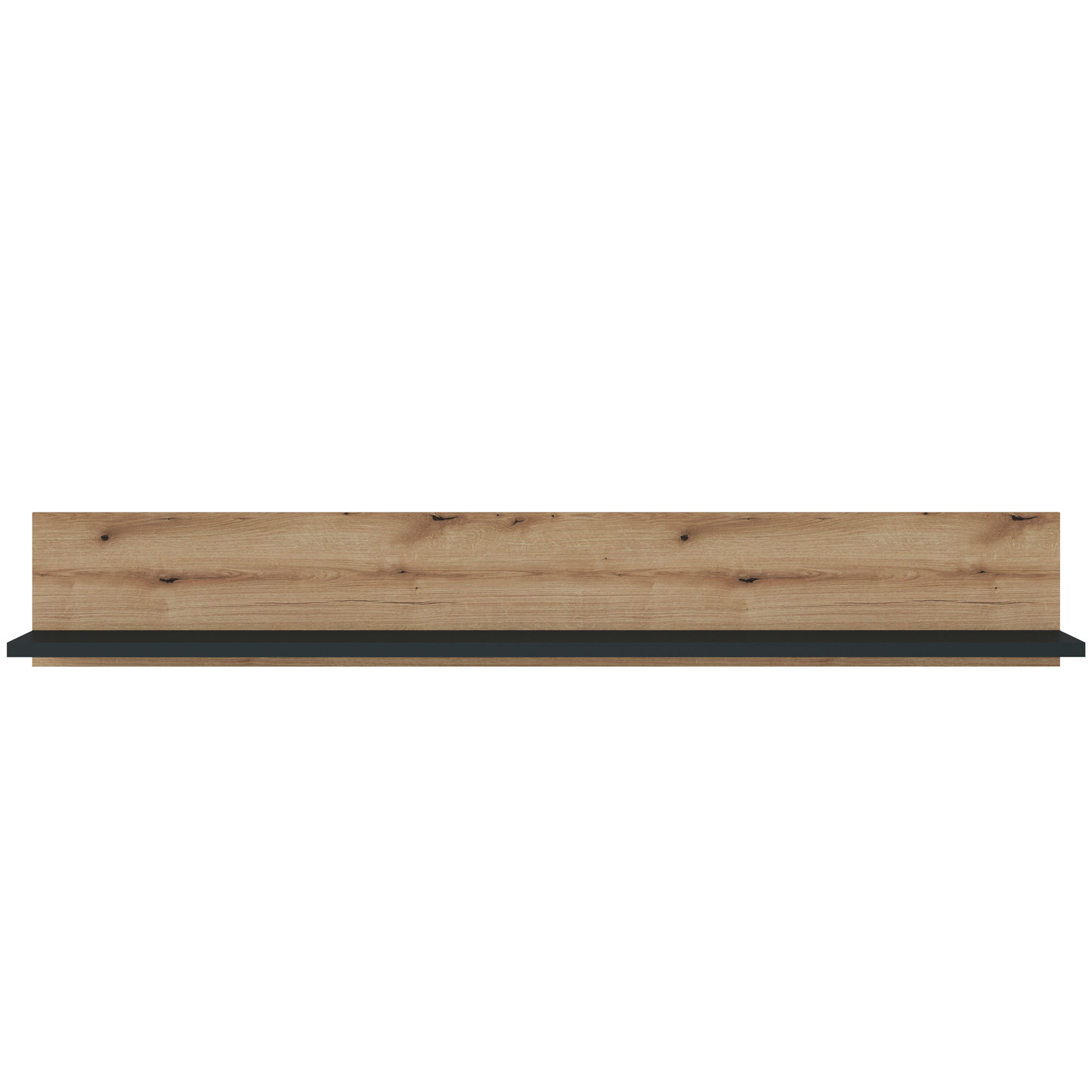 Modernes Wandboard Coast in Evoke Eiche mit Ablage in Kosmos Grau für Bücher, Pflanzen und Dekorationen