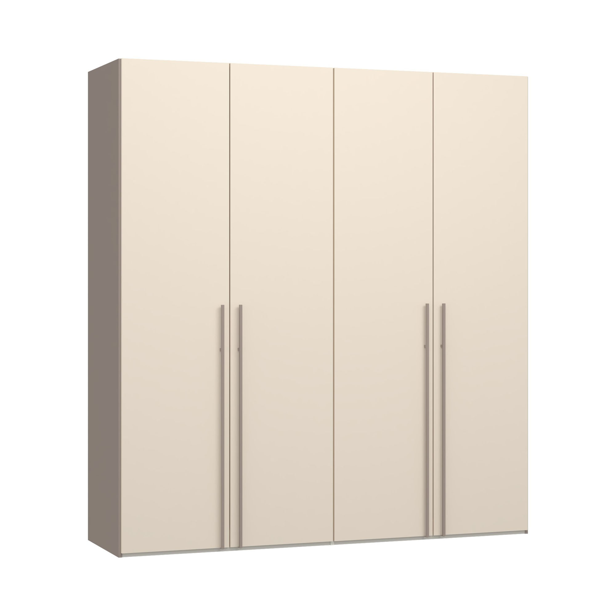 Mehrtüriger Kleiderschrank mit glatten Fronten und langen Griffleisten in Frontalansicht