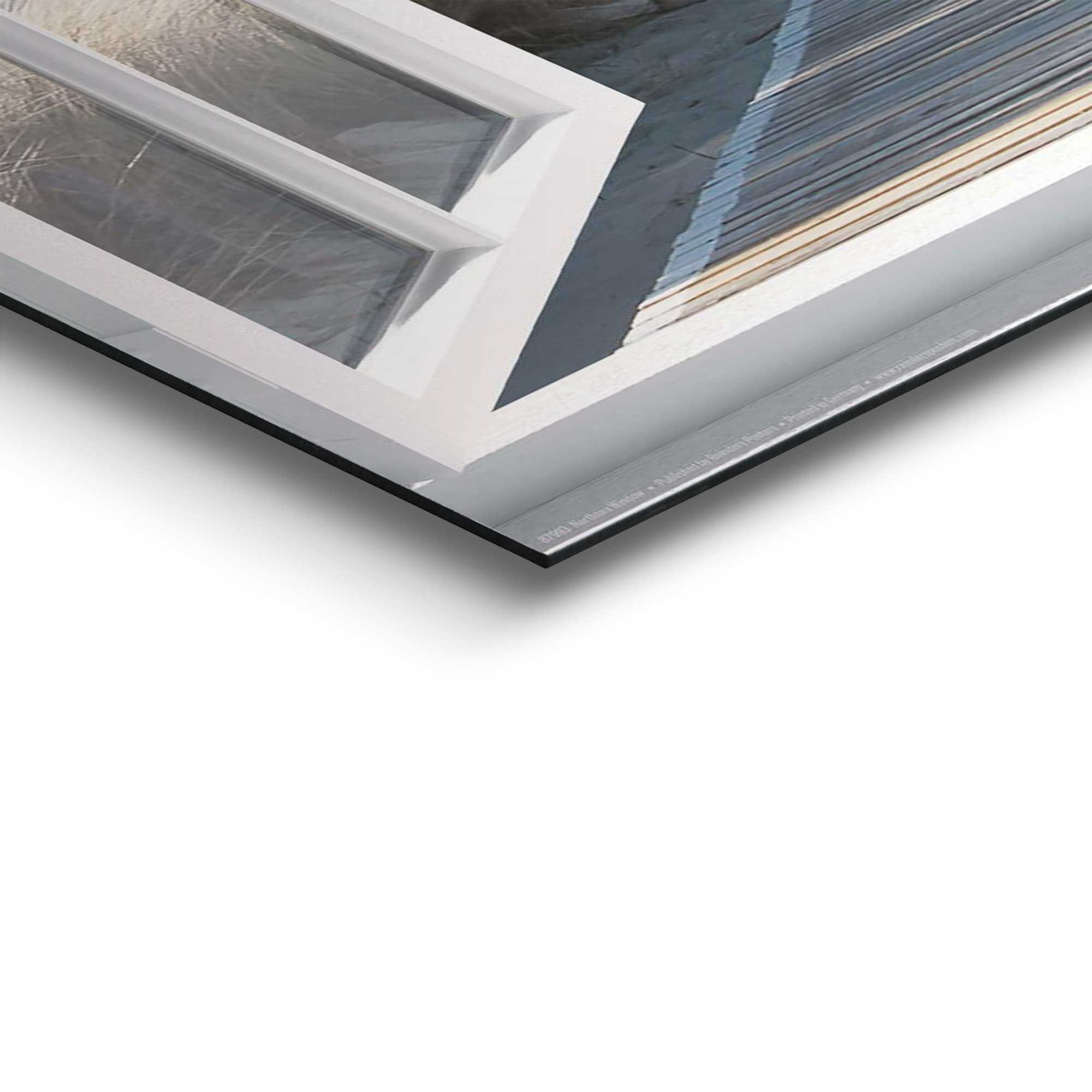 Detailaufnahme einer Ecke des Wandbilds „Northsea Window“, 40 × 50 cm; Oberfläche, Kante und Materialstärke sind sichtbar.