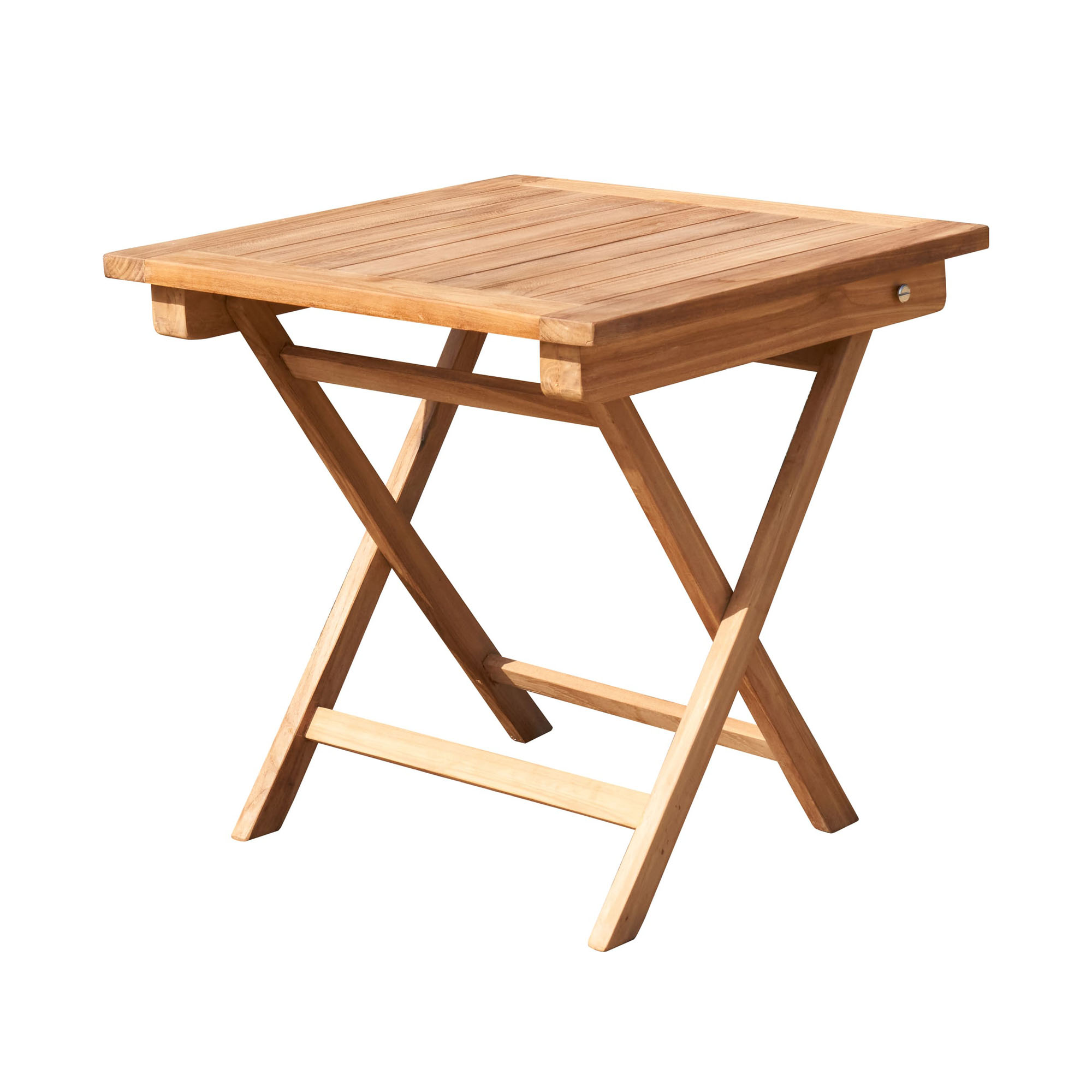 Klapptisch aus Holz freigestellt vor hellem Hintergrund