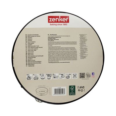 Rückseite der 26 cm Springform Verpackung mit Anwendungshinweisen