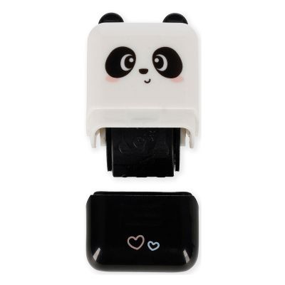 Deko-Rollstempel im Panda-Design, mit abgenommener Kappe und sichtbarer Stempelwalze dargestellt.