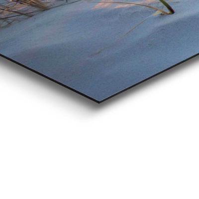 Detailaufnahme einer Ecke des Wandbilds „Golden Hour“, 52 × 156 cm; Oberfläche, Kante und Materialstärke sind sichtbar.