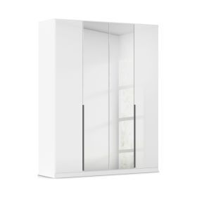 Drehtürenschrank 4-türig 2 Spiegeltüren Hochglanz weiß