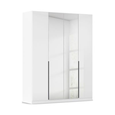Drehtürenschrank 4-türig 2 Spiegeltüren Hochglanz weiß
