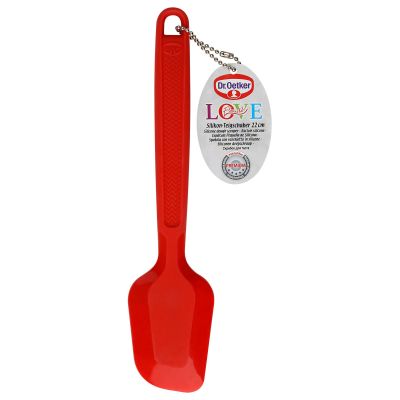 Roter Silikon Teigschaber mit Griff und Aufhängeöffnung von Dr Oetker