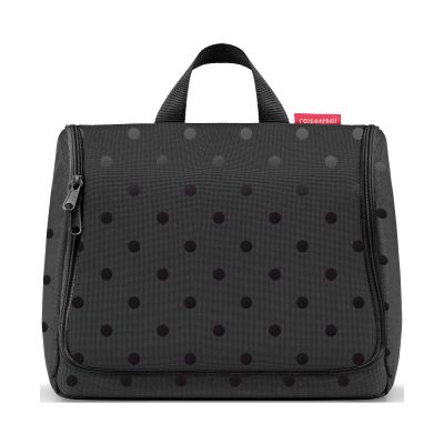 Schwarze Kulturtasche von Reisenthel mit gepunktetem Design und Reißverschluss