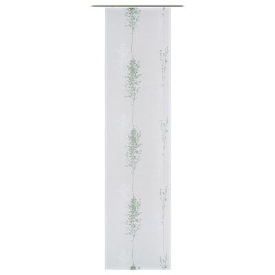 Schiebevorhang Modell Scoletta in Salbei, hängend dargestellt, ca. 60 × 245 cm.