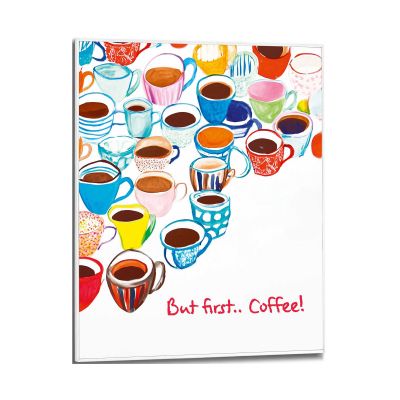 Frontansicht des Wandbilds „Many Coffees“ in Mehrfarbig, Größe 40 × 50 cm; das vollständige Motiv ist zu sehen.
