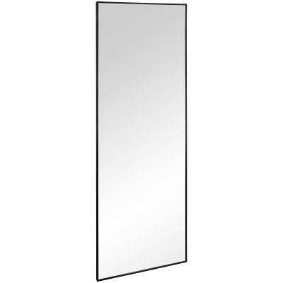 Spiegel Britt in Schwarz, freigestellt in vollständiger Ansicht; zu sehen ist die hohe rechteckige Spiegelfläche mit sehr schmalem Rahmen; Maße ca. 60 x 160 x 3 cm.