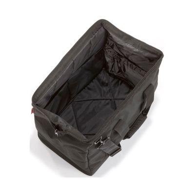 Geöffnete schwarze Reisenthel Reisetasche mit großem Innenfach