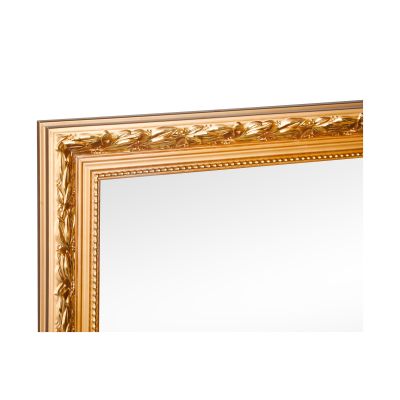 Spiegel Sonja in Gold, als Nahaufnahme von Rahmen und Spiegelkante; Maße ca. 55 x 70 x 3,5 cm.