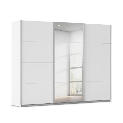 Schwebetürenschrank 3-türig 1 Spiegeltüre 2 Schubkästen alpinweiß