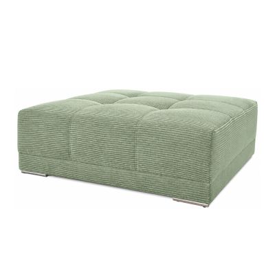 Quadratischer XXL Hocker in Dunkelgrün mit modernem Cordbezug auf weißem Hintergrund