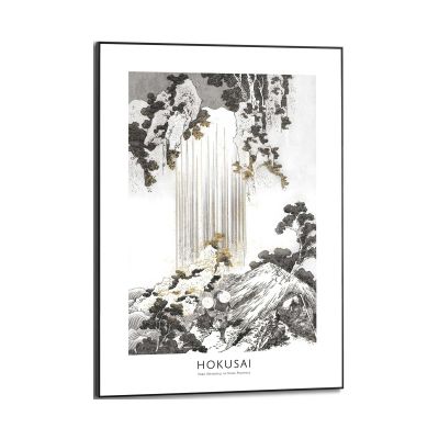 Frontansicht des Wandbilds „Hokusai Art“ in Schwarz-Weiß, Größe 50 × 70 cm; das vollständige Motiv ist zu sehen.