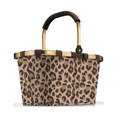 Reisenthel Einkaufskorb mit Leopardenprint und goldfarbenem Aluminiumrahmen