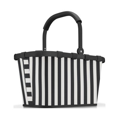 Carrybag Summerstripes Black mit schwarz-weißen Streifen, stabilem schwarzem Rahmen und gepolstertem Tragegriff