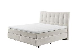 Boxspringbett in pearl mit 7-Zonen-Tonnentaschenfederkern und Geltopper
